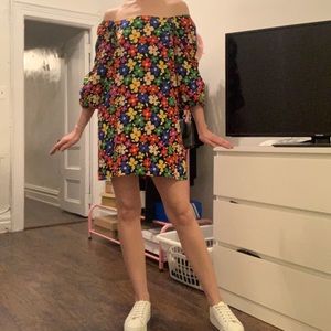 Multicolor daisy print mini dress